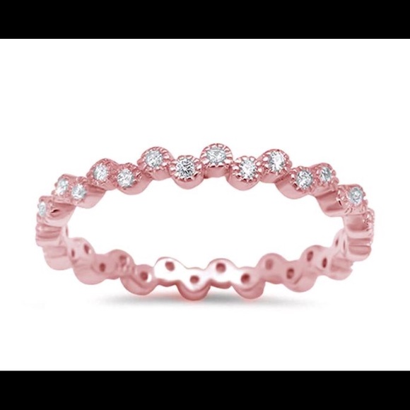 Lot De 3 Bagues éternelles En Argent 925 Plaqué Or Rose Avec Zirconium Cubique - Taille 5